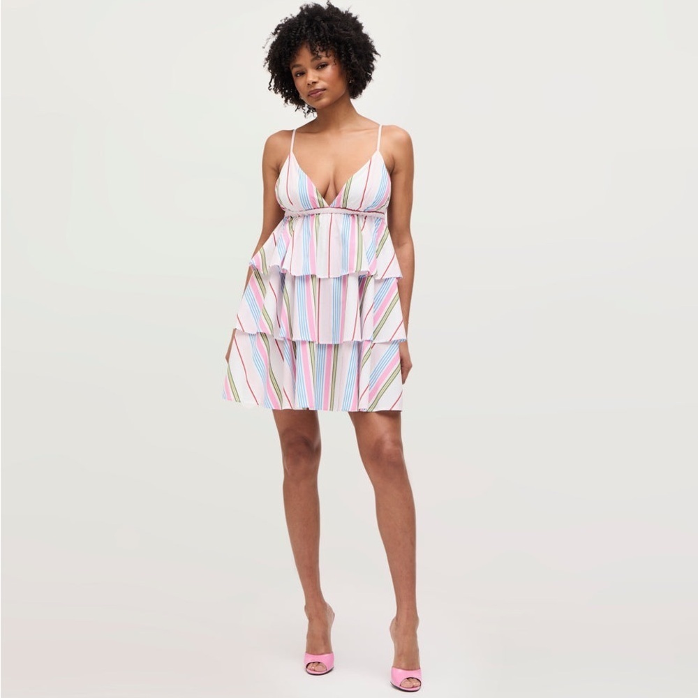 New HILL HOUSE The Gigi Dress Rainbow Stripe (109)